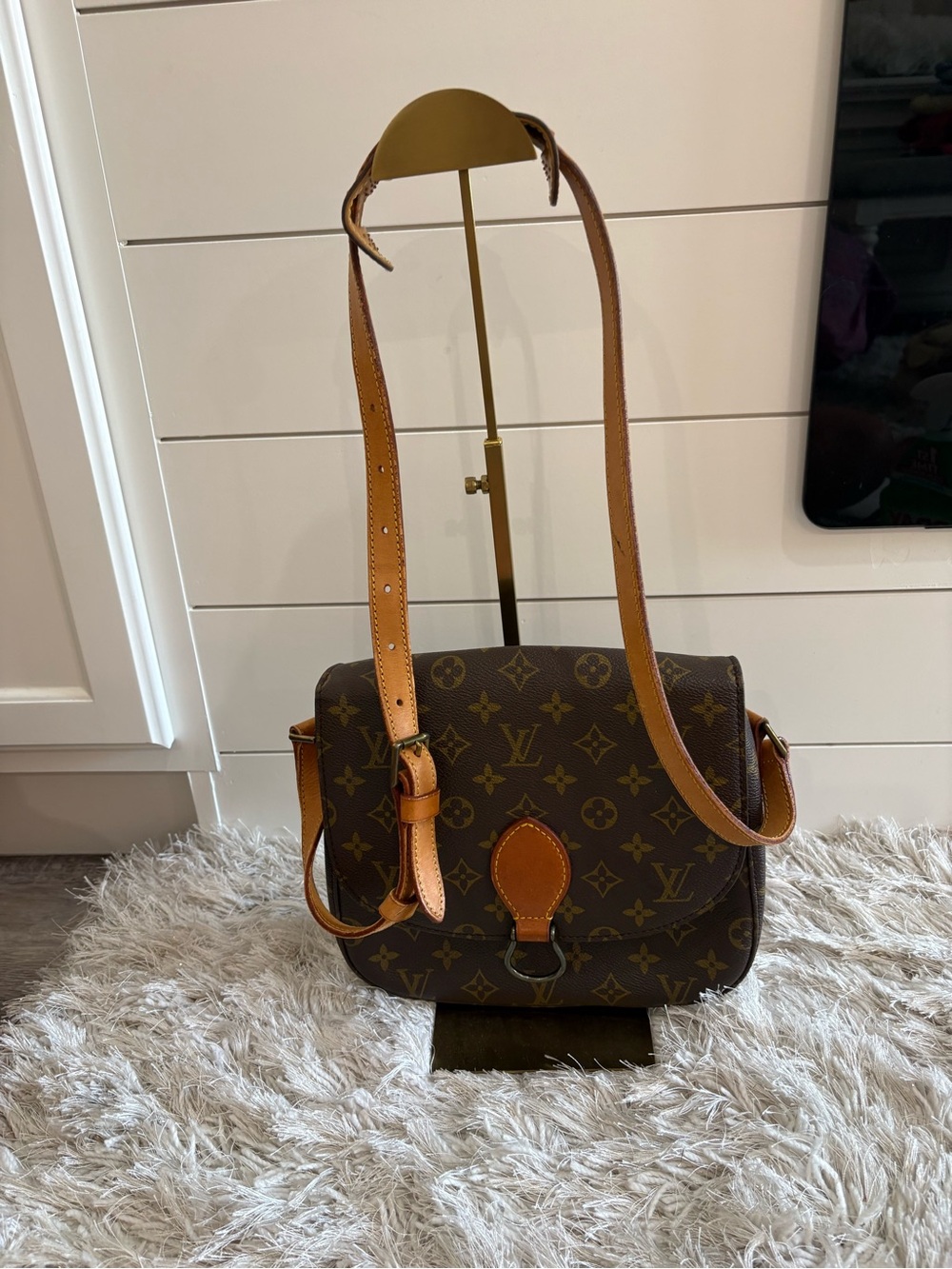 Louis Vuitton Monogram Messenger Bag in Brown with Tan Leather Trim
